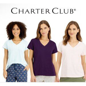 Charter Club Women’s V-Neck Sleep T-Shirt Bundle – 3 Pack – Size XXL